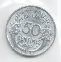 Лот: 14386691. Фото: 2. Франция 50 сантимов 1947 (40-4... Монеты