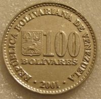 Лот: 7784566. Фото: 2. 100 боливар 2001 Венесуэла. Монеты