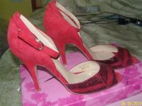 Лот: 2641912. Фото: 2. Туфли красные натуральная замша... Женская обувь