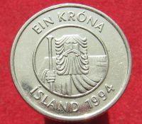 Лот: 15890538. Фото: 2. Исландия 1 крона, 1994г. Монеты