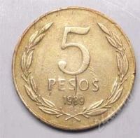 Лот: 1582960. Фото: 2. Чили. 5 песо 1989г. Монеты