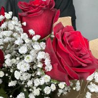 Лот: 21134786. Фото: 6. Букет из 7 красных роз и белой...