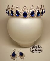 Лот: 8391534. Фото: 4. корона свадебная с синими кристаллами