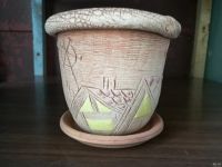 Лот: 18476164. Фото: 4. Горшок цветочный с поддоном, керамический... Красноярск