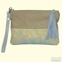 Лот: 17203462. Фото: 7. Кожаный клатч "Francesca" Голубой...