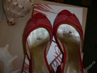 Лот: 1912318. Фото: 2. Босоножки красные 40 размер, натуральная... Женская обувь