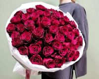 Лот: 23360428. Фото: 2. Моно-букет: 51 красная роза 50... Цветы, букеты