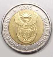 Лот: 1580962. Фото: 2. ЮАР. 5 ранд 2005г. Двойной гурт... Монеты