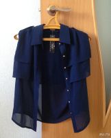 Лот: 13843648. Фото: 4. Тёмно-синяя блузка (XL, шифон... Красноярск