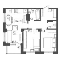 Лот: 20811254. Фото: 10. Продам 3-комн. кв. 72.9 кв.м...