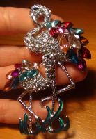 Лот: 6152922. Фото: 3. Брошь с сваровски Swarovski фламинго... Красноярск