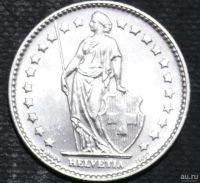 Лот: 12793570. Фото: 2. Швейцария. 1 франк. 1965 год... Монеты