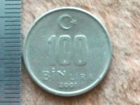 Лот: 12152149. Фото: 4. Монета 100 тысяч лир Турция 2001... Красноярск