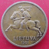 Лот: 1588664. Фото: 2. (№704) 50 центов 1991 (Литва). Монеты
