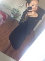 Лот: 6035855. Фото: 2. черное трикотажное платье гипюровая... Женская одежда
