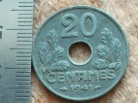 Лот: 14949683. Фото: 3. Монета 20 сантим Франция 1941... Коллекционирование, моделизм