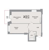 Лот: 2482727. Фото: 4. Продам 2 комн. ж/к "Премьера... Красноярск