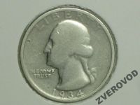 Лот: 5929187. Фото: 2. США 25 центов quarter 1934 серебро... Монеты