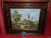 Лот: 13397972. Фото: 2. Винтажная картина масло холст... Картины, панно