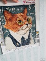 Лот: 13126655. Фото: 2. Картина из страз "Ученый кот". Живопись, скульптура, фото