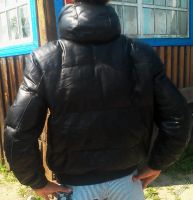 Лот: 4183695. Фото: 4. Пуховик кожаный, черный, в отличном... Красноярск