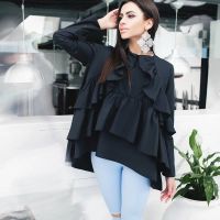 Лот: 16189999. Фото: 2. Черная блузка-разлетайка,черная... Женская одежда