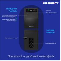 Лот: 22193324. Фото: 3. ИБП Ippon Back Basic 650, 650ВA. Компьютеры, оргтехника, канцтовары