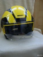 Лот: 9731187. Фото: 2. Байкерский шлем Beon, жёлто-чёрный... Мототехника