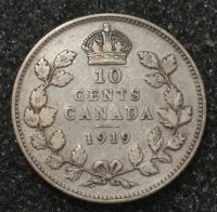 Лот: 23423240. Фото: 2. 10 центов 1919 года. Канада. Георг... Монеты