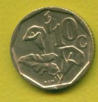Лот: 9618446. Фото: 2. ЮАР 10 центов 2002 (2002 г... Монеты