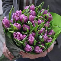 Лот: 15585112. Фото: 2. Тюльпаны Пиони-фиолет в букете... Цветы, букеты