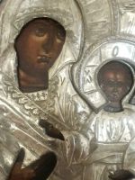 Лот: 15046035. Фото: 2. икона Смоленская,латунный оклад... Живопись, скульптура, фото