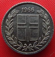 Лот: 2578240. Фото: 2. (№2210/LF) 10 эйре 1966 (Исландия... Монеты