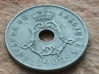 Лот: 10906331. Фото: 3. Монета 25 цент Бельгия 1908 франц... Коллекционирование, моделизм