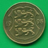 Лот: 8907419. Фото: 2. Эстония 1 крона 1998 Латунь (х284... Монеты