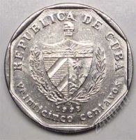 Лот: 1576849. Фото: 2. Куба. 25 сентаво 1993г. Монеты