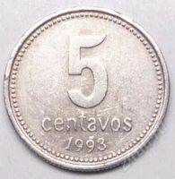 Лот: 1577051. Фото: 2. Аргентина. 5 сентаво 1993г. Монеты