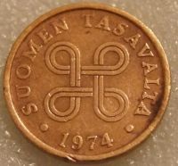Лот: 9319863. Фото: 2. 5 пенни 1974 Финляндия. Монеты