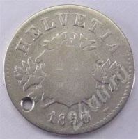 Лот: 232889. Фото: 2. Швейцария. 20 рапен 1850г. Серебро... Монеты