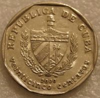 Лот: 9608610. Фото: 2. 25 сентаво 2000 Куба. Монеты