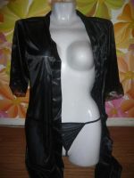 Лот: 11455869. Фото: 3. Черный атласный халатик. Одежда, обувь, галантерея