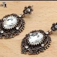 Лот: 15437168. Фото: 4. Серьги ажурные с крупным прозрачным...
