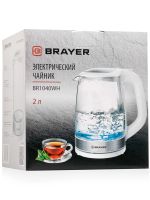 Лот: 12912627. Фото: 2. Чайник 2л BRAYER BR-1040WH, белый. Мелкая бытовая техника