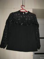 Лот: 18476805. Фото: 2. Блузка черная с кружевами. Размер... Женская одежда