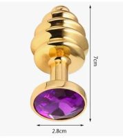 Лот: 21047214. Фото: 2. Анальная пробка золотая ребристая... Интимные товары