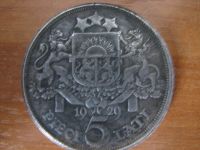 Лот: 17907669. Фото: 2. Латвия 5 лат 1929 года. Огромная... Монеты