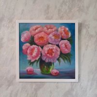 Лот: 24961530. Фото: 6. Картина маслом "Букет пионом на...