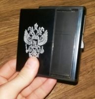 Лот: 7367586. Фото: 2. Портсигар черный (герб). Красноярск