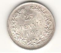 Лот: 9029500. Фото: 2. 25 пенни 1916 г.. №3 AU+. Монеты