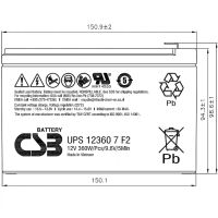 Лот: 23225334. Фото: 2. Аккумулятор CSB UPS 12360 7 F2... Периферия